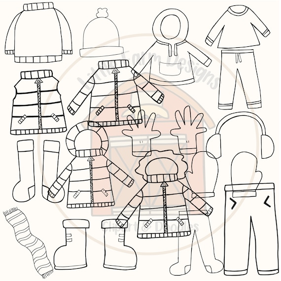 Winter fashion clipart winter clothes digital stamps winter outfits clipart fashion illustration clothing clipart