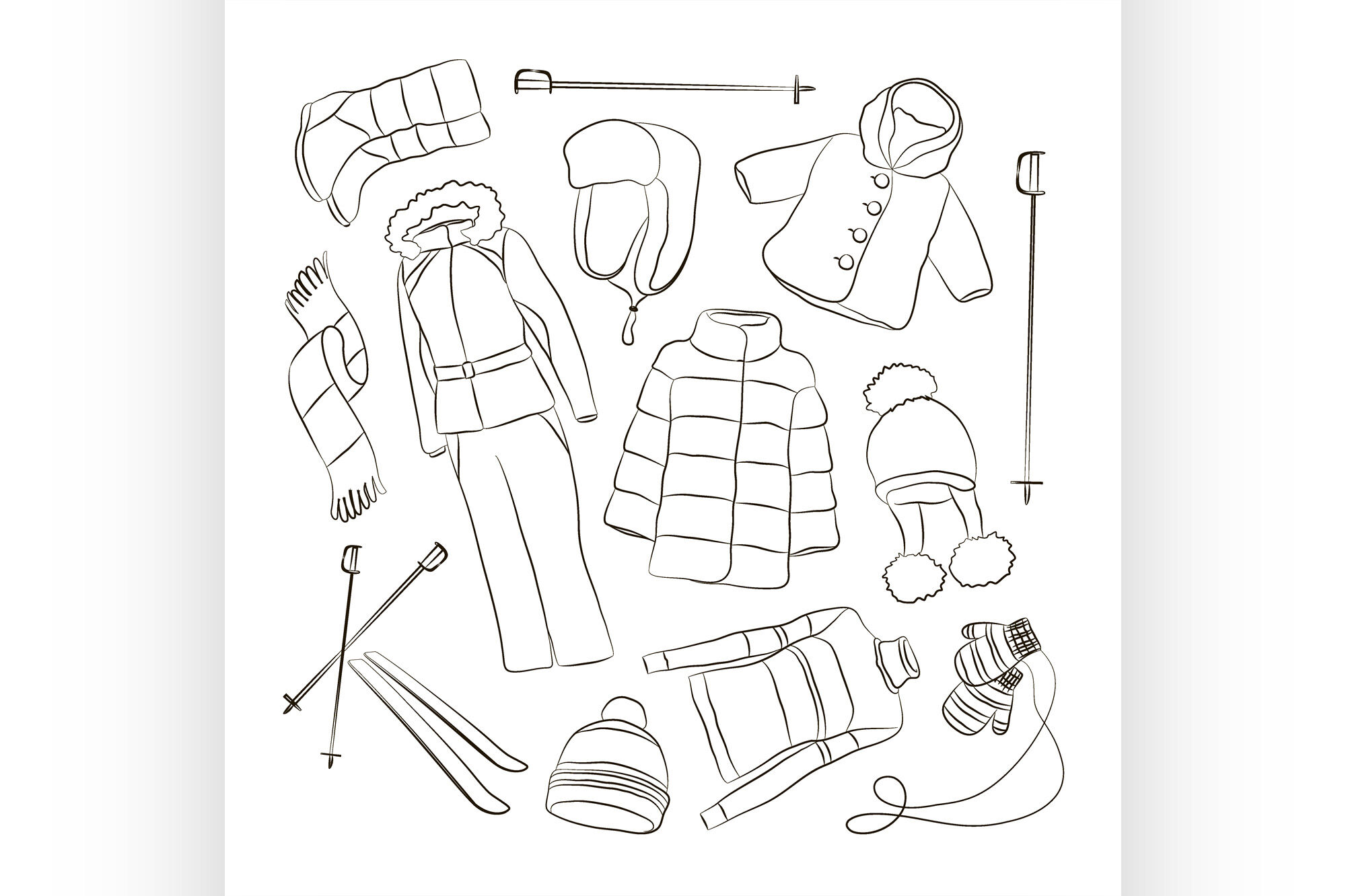 Set of warm winter clothes design by netkoff