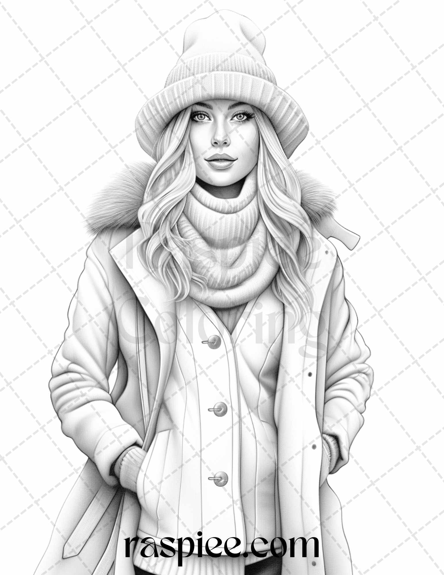 Winter fashion grayscale coloring pages printable for adults pdf f â coloring