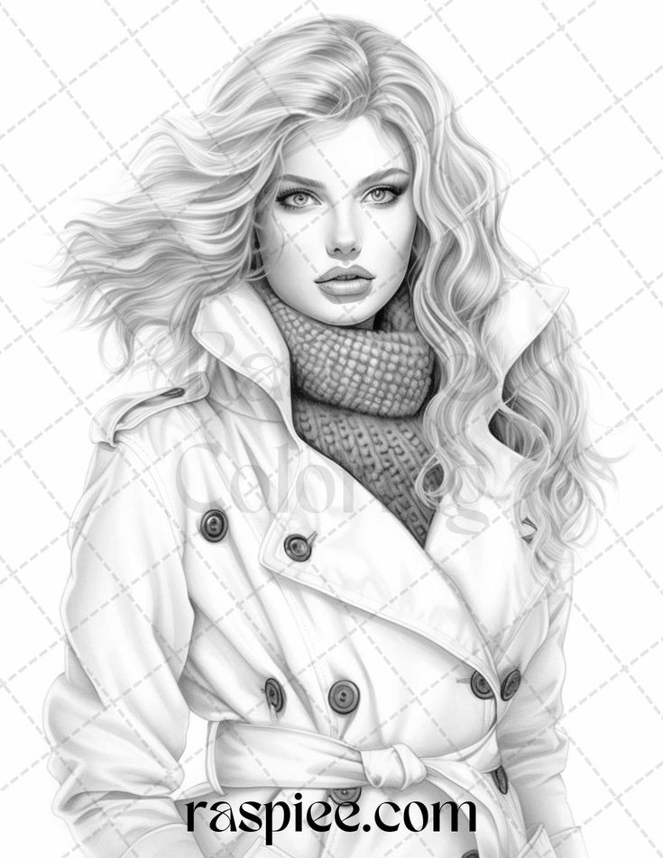 Winter fashion grayscale coloring pages printable for adults pdf f in grayscale coloring grayscale coloring pages