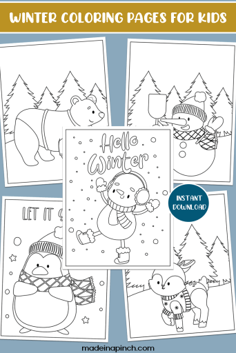 Cute winter coloring pages free printable