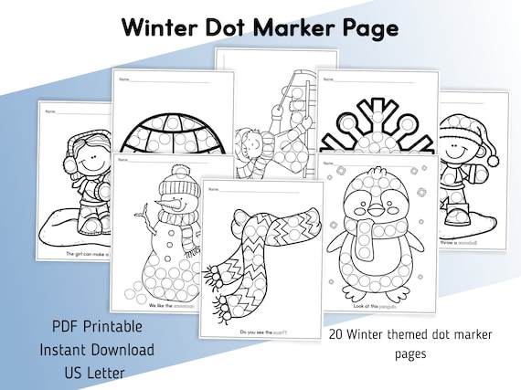 Winter themed dot marker printables do
