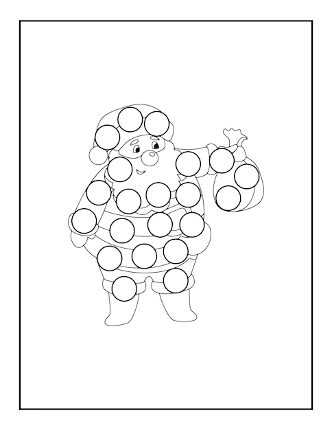 Premium vector dot marker cartoon christmas character for toddlers patches or dot marker page dot marker coloring