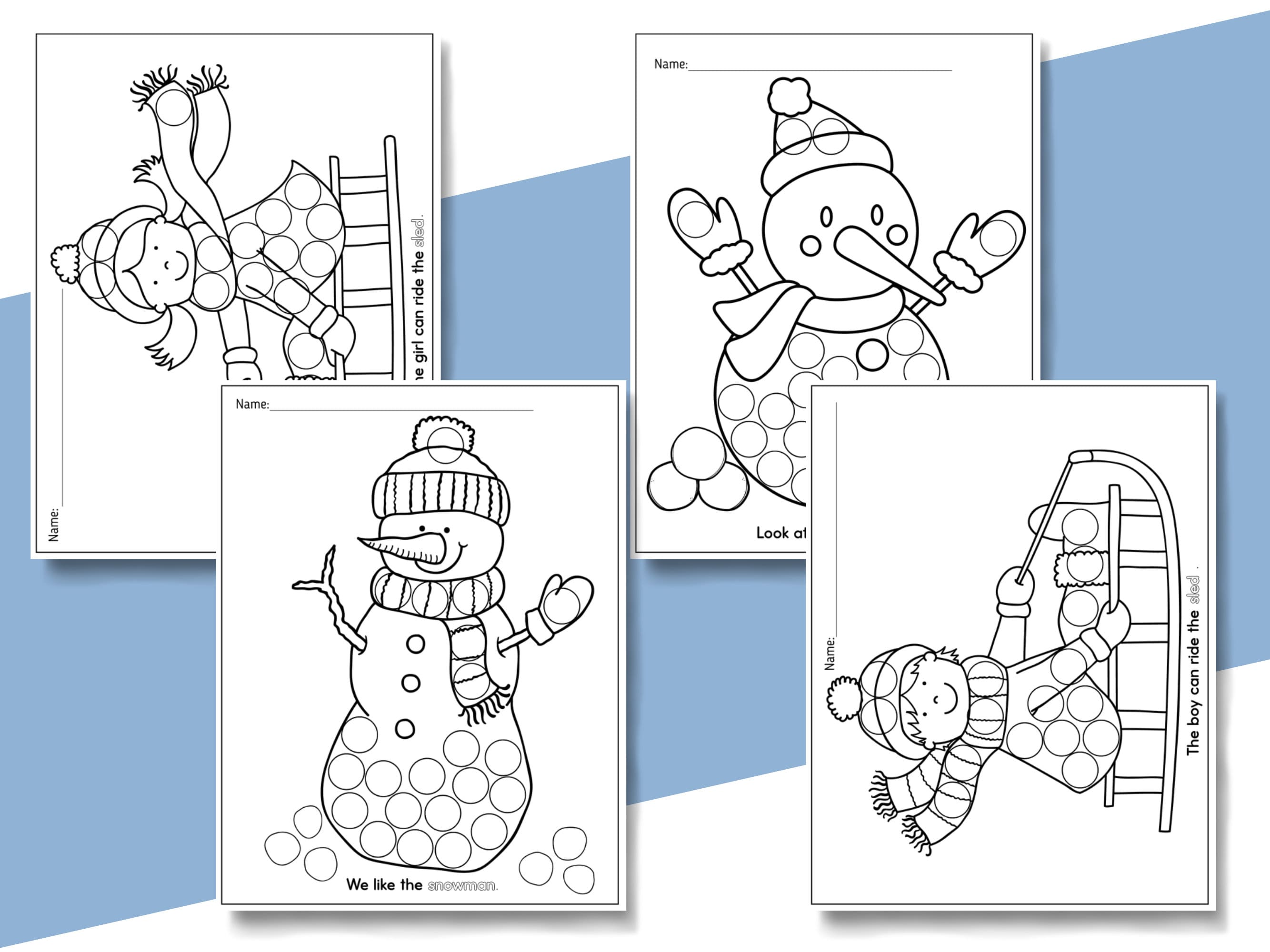 Winter themed dot marker printables do