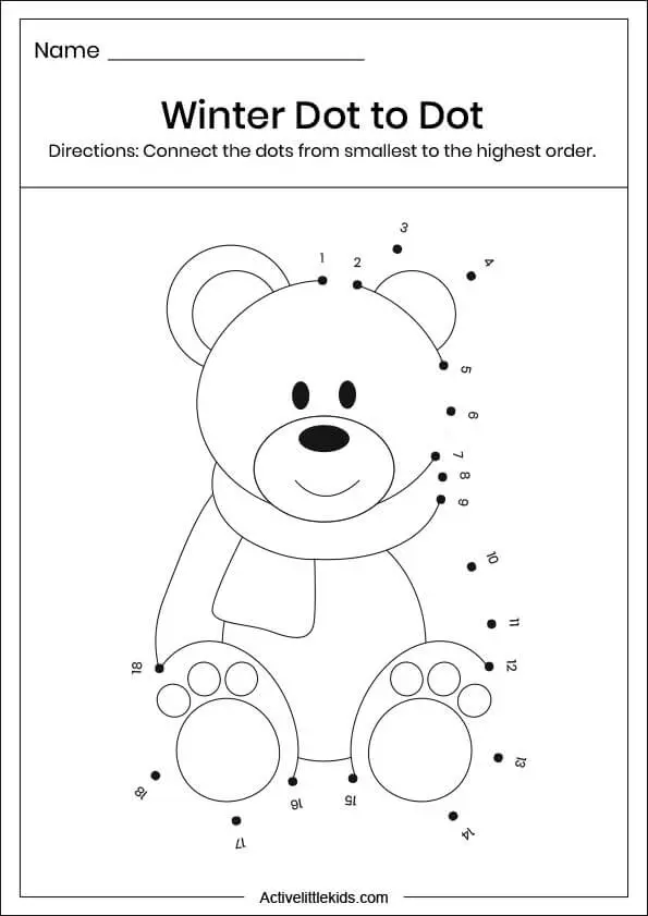 Winter dot to dot worksheets