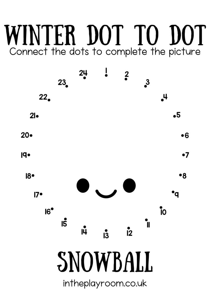 Free winter dot to dot printable pages