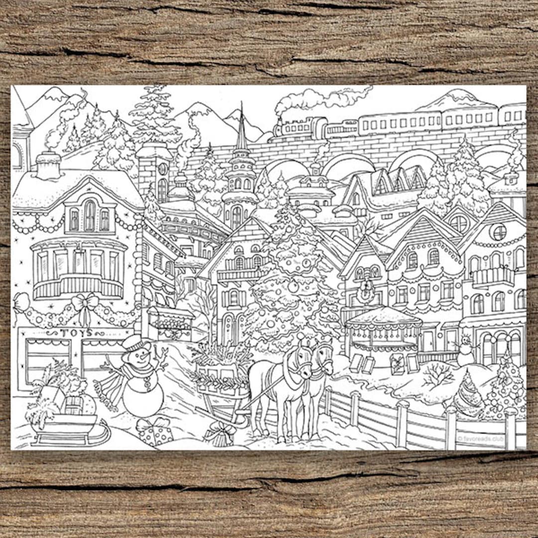 Winter wonderland printable adult coloring page from favoreads coloring book page for adults and kids coloring sheets coloring designs