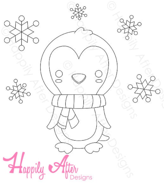 Snowflake penguin hand embroidery pattern penguin pattern winter design hand embroidery printable pattern penguin embroidery bird