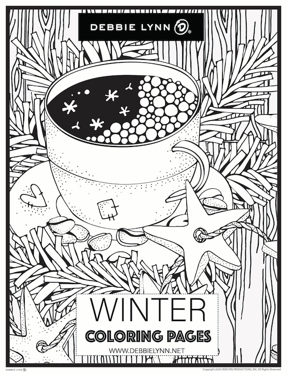 Winter coloring ebook printable pages christmas coloring for adults and kids instant download pdf