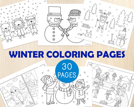 Winter coloring pages sheets winter activity for kids winter party preschool kindergarten centers busy book educational printable download now