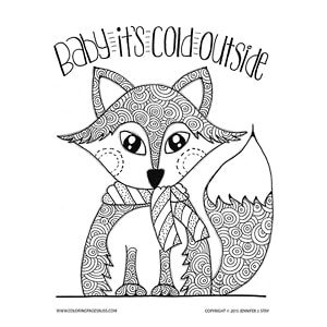 Winter fox coloring page