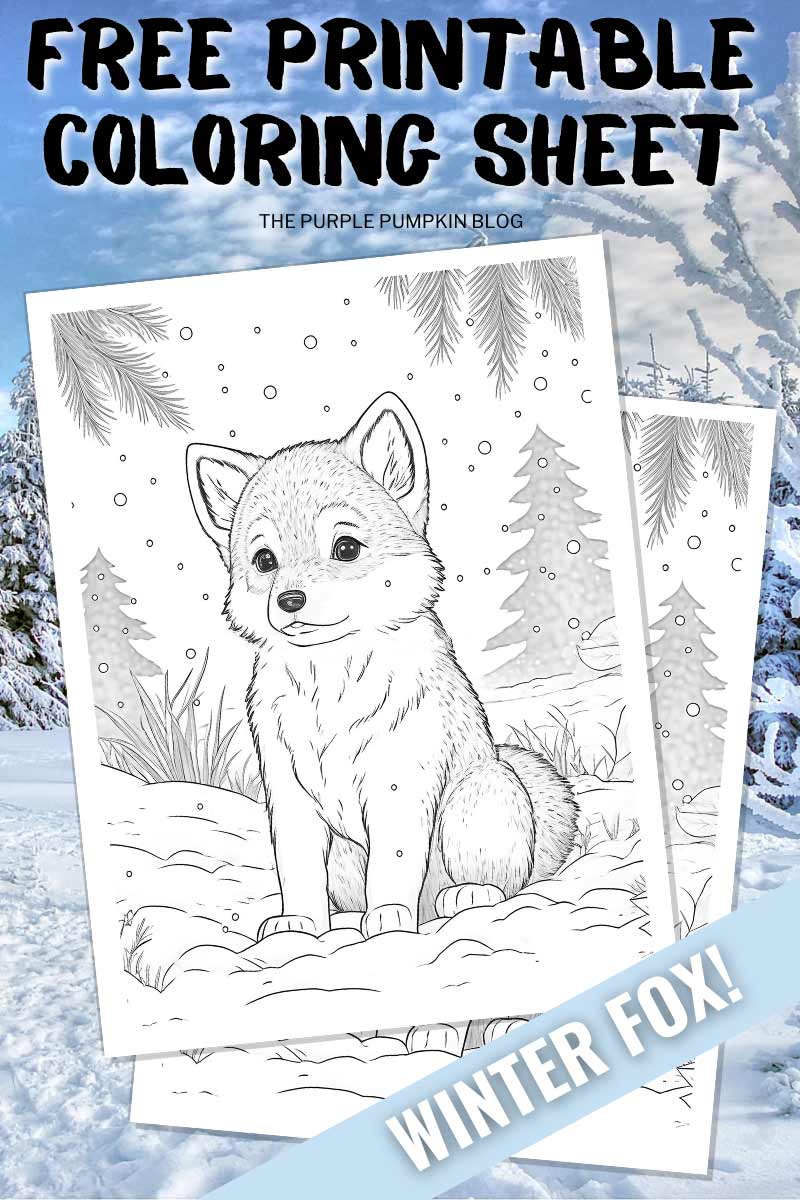 Adorable free printable winter fox loring page