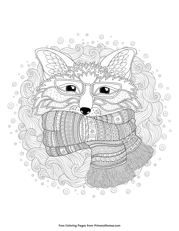 Winter fox coloring page â free printable ebook fox coloring page coloring pages winter coloring pages