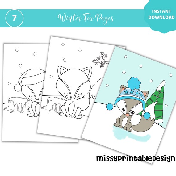 Fox coloring pages printable winter coloring pages for kids teens adults winter coloring pages fox activity fox birthday