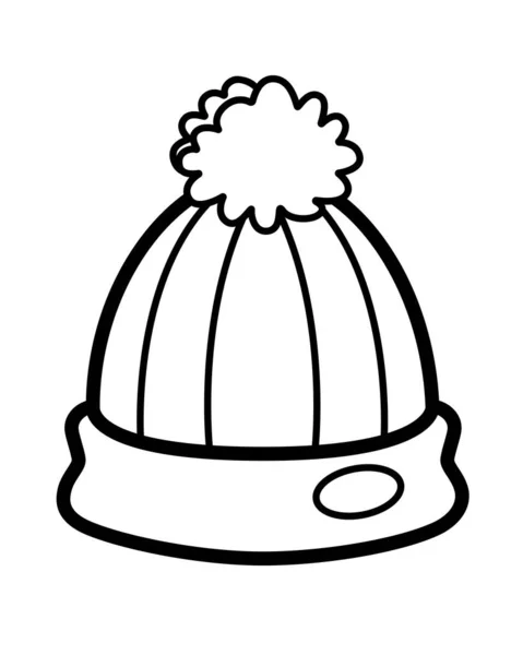Winter hat linear vector illustration pictogram logo knitted hat pompom stock vector by disaanna
