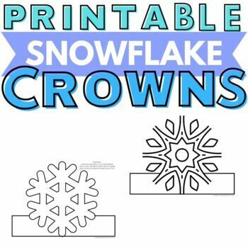 Winter craft snowflake coloring page printable crown hat pre
