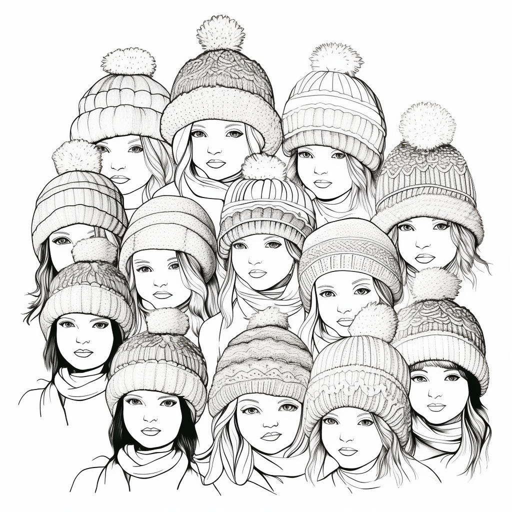 Winter hats coloring pages