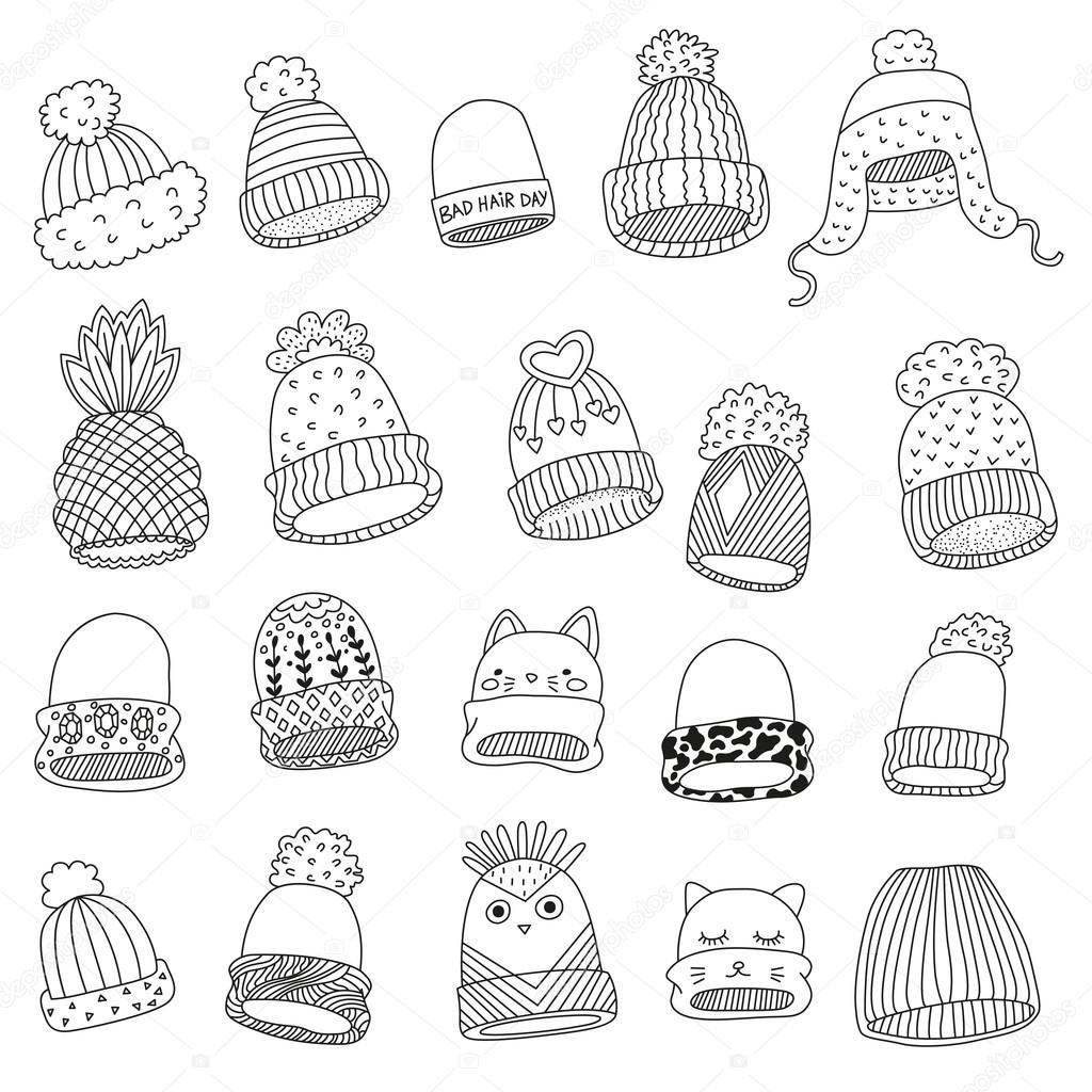 Winter hats seamless vector pattern stock vector by ma