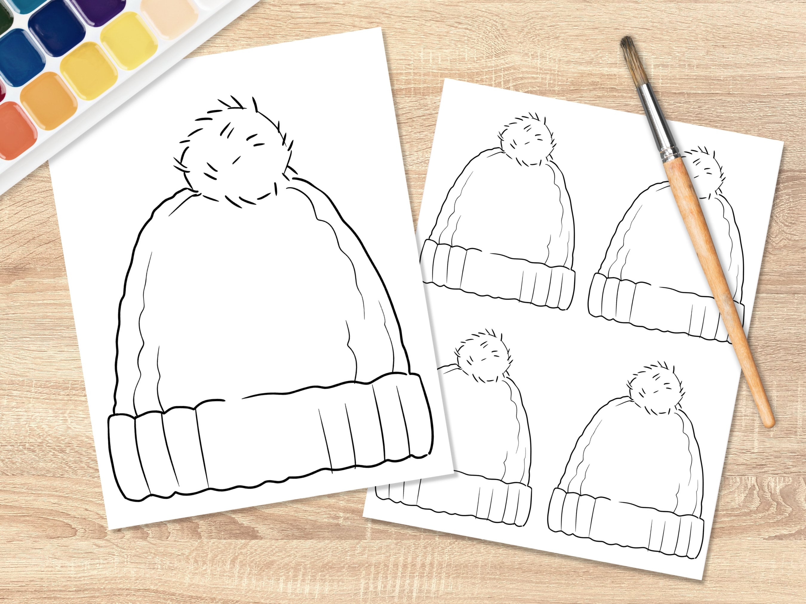 Winter hat outline ornament blank hat coloring page