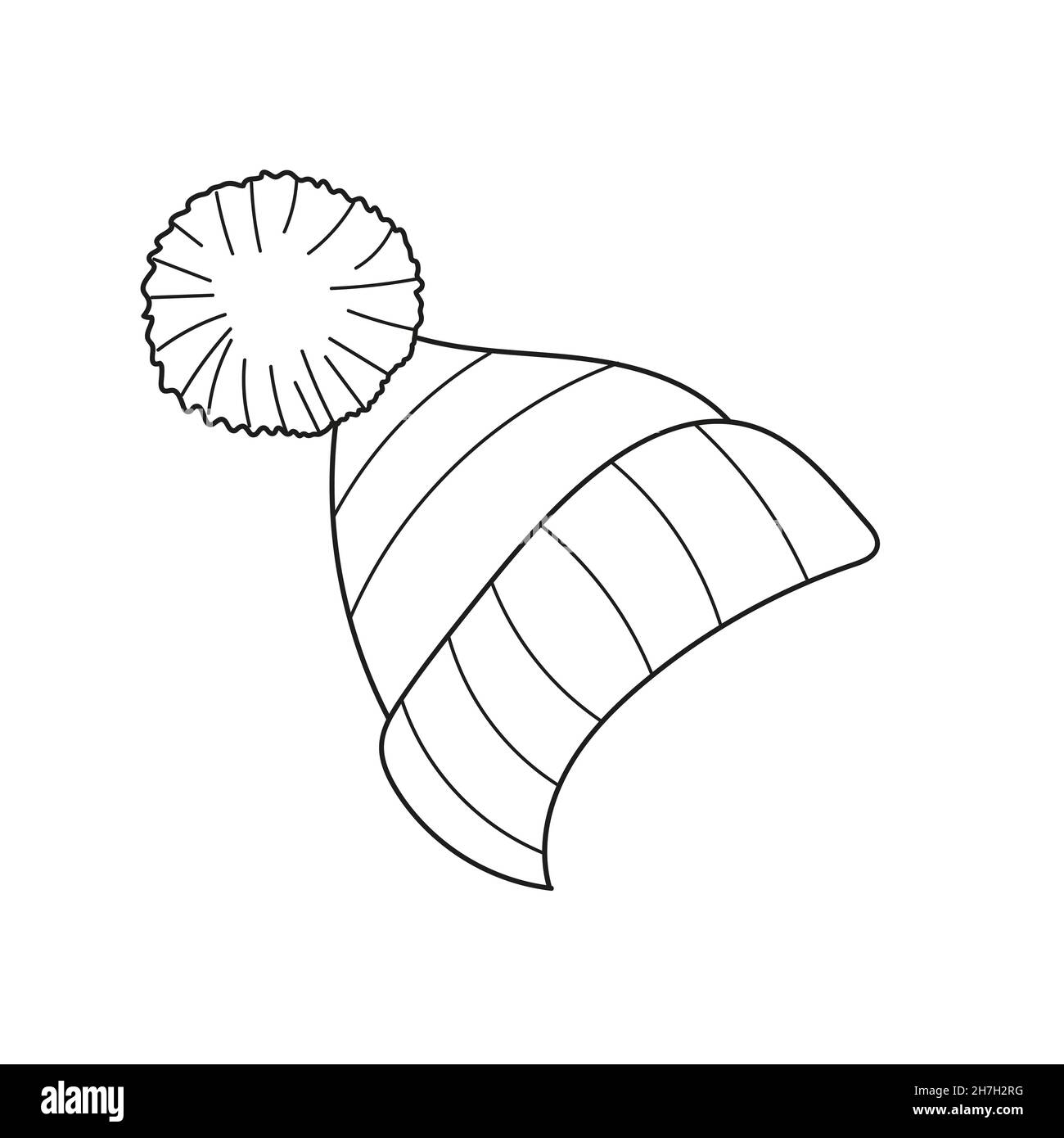 Simple coloring page outline of cartoon cute woolen knitted hat coloring book for kids vector drawing stock vector image art