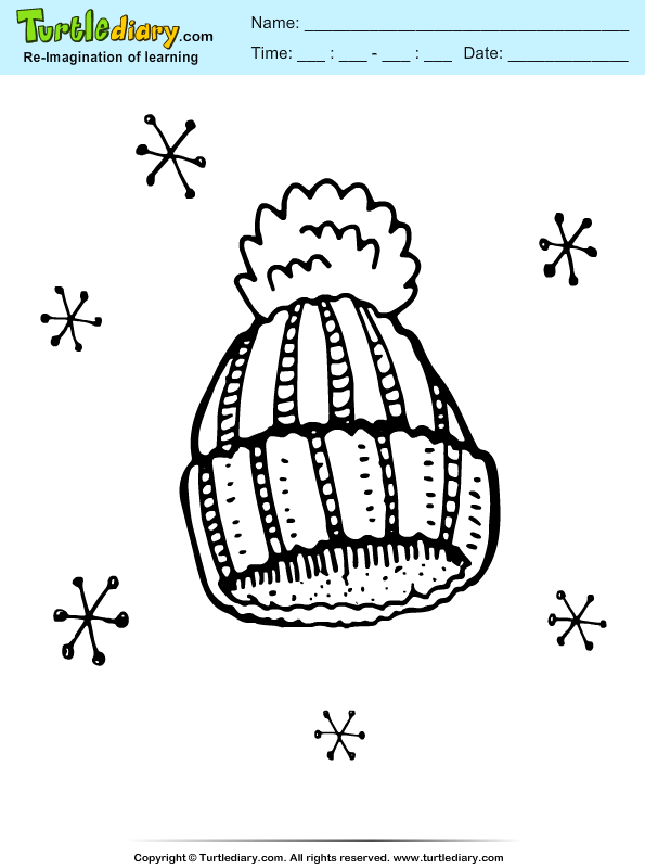 Winter hat coloring sheet turtle diary