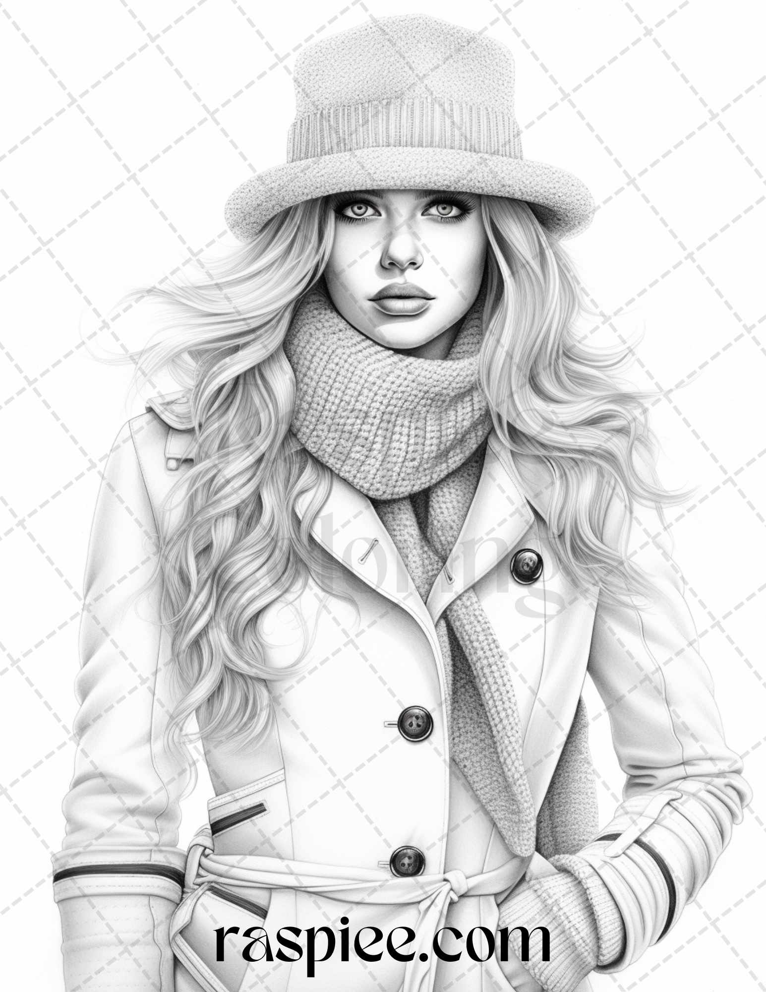 Winter fashion grayscale coloring pages printable for adults pdf f â coloring