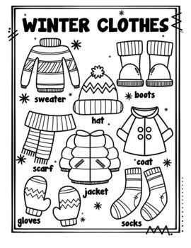 Winter clothes coloring page ropa de invierno pcolorear englishspanishgerman kids winter outfits winter activities for kids spring math activities