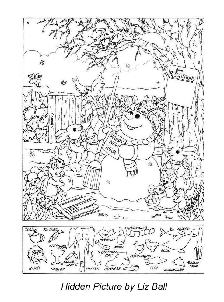 New years day hidden picture puzzlecoloring page hidden pictures hidden picture puzzles highlights hidden pictures