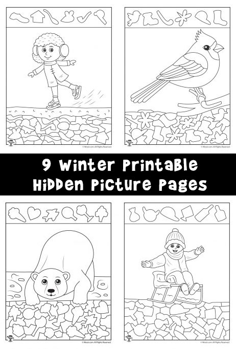 Winter hidden picture coloring pages woo jr kids activities childrens publishing