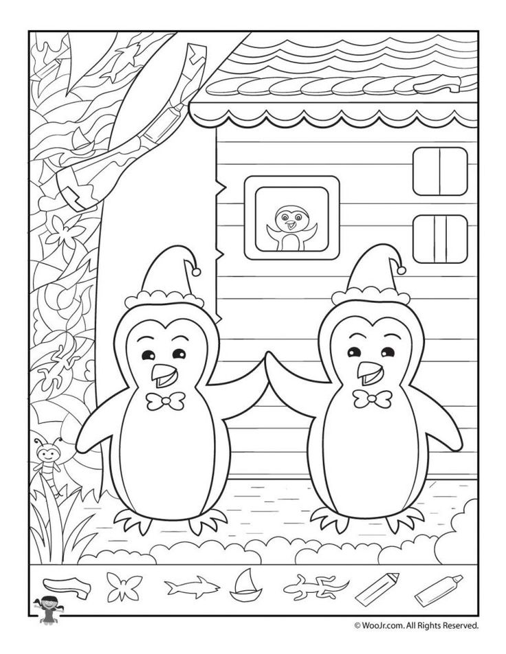 Winter penguins hidden picture printable woo jr kids activities childrens publishing hidden pictures printables hidden picture puzzles hidden pictures