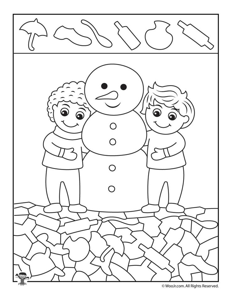 Winter hidden picture coloring pages woo jr kids activities childrens publishing hidden pictures snowmen activities activities for kids
