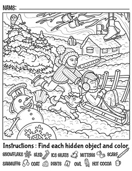 Winter picture search coloring worksheet by aan frazier tpt