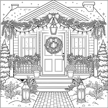 Holiday homes adult coloring book festive cozy houses for yuletide and winter holidays willow enchanted books