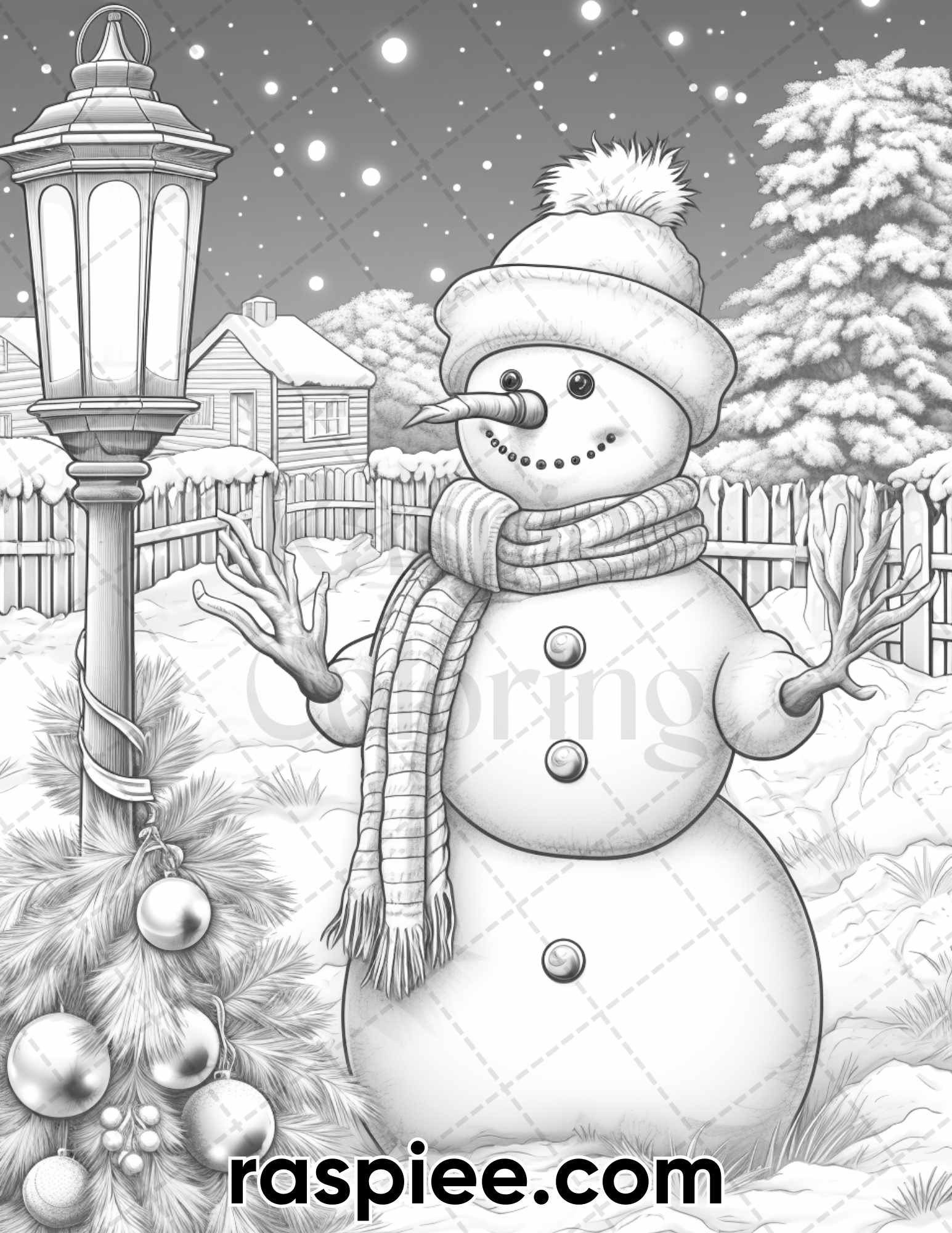 Chistmas snowman grayscale coloring pages for adults printable pdf â coloring
