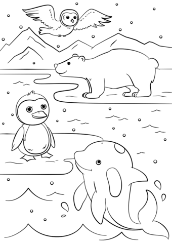 Winter animals coloring page free printable coloring pages