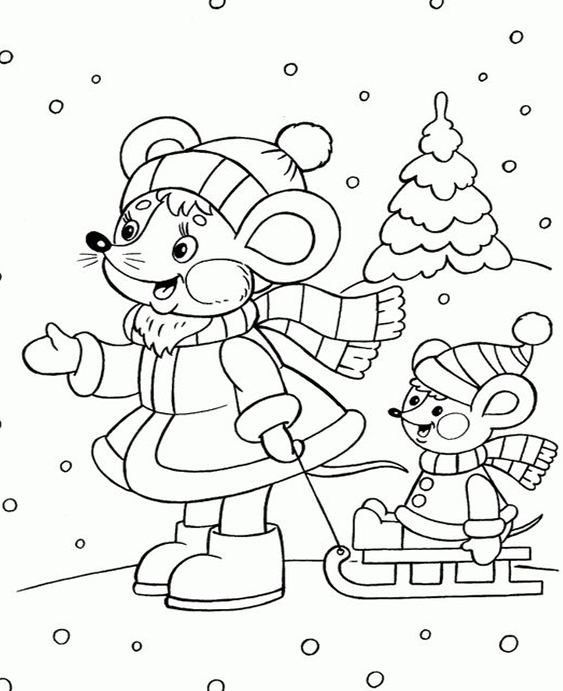 Free easy to print winter coloring pages