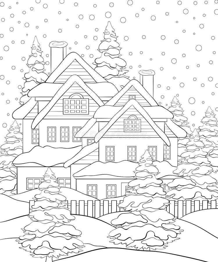 Coloring winter landscape stock illustrations â coloring winter landscape stock illustrations vectors clipart