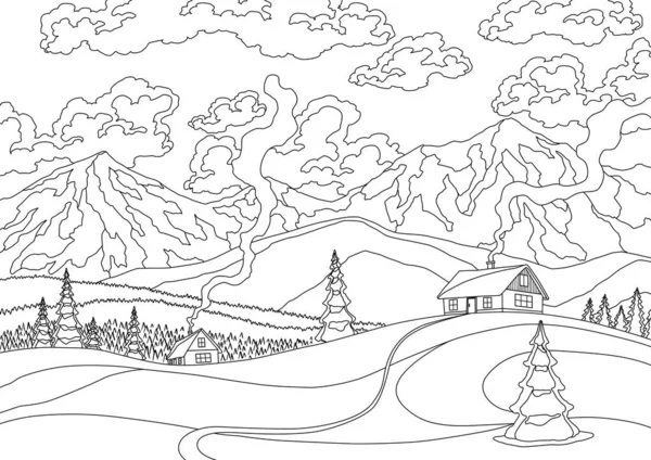 Landscape coloring pages vector images