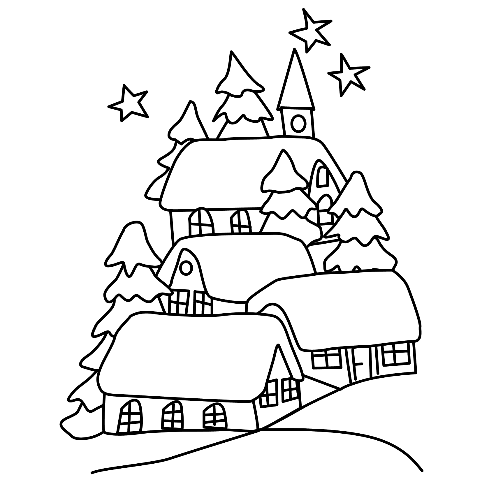 Winter landscape coloring pages