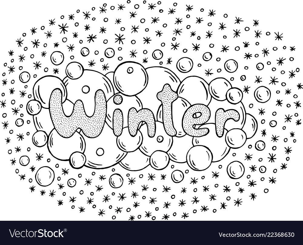 Coloring page for adults with mandala and winter vector image