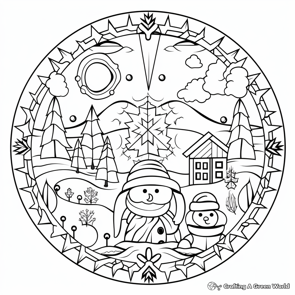 Winter mandala coloring pages