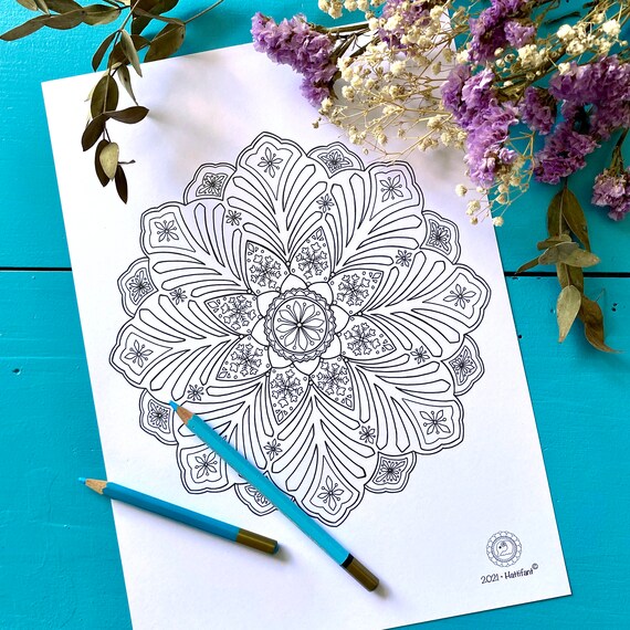 Autumn winter mandala coloring page bundle late summer autumn leaf snowflake instant download