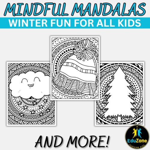 Printable winter mandala coloring pages