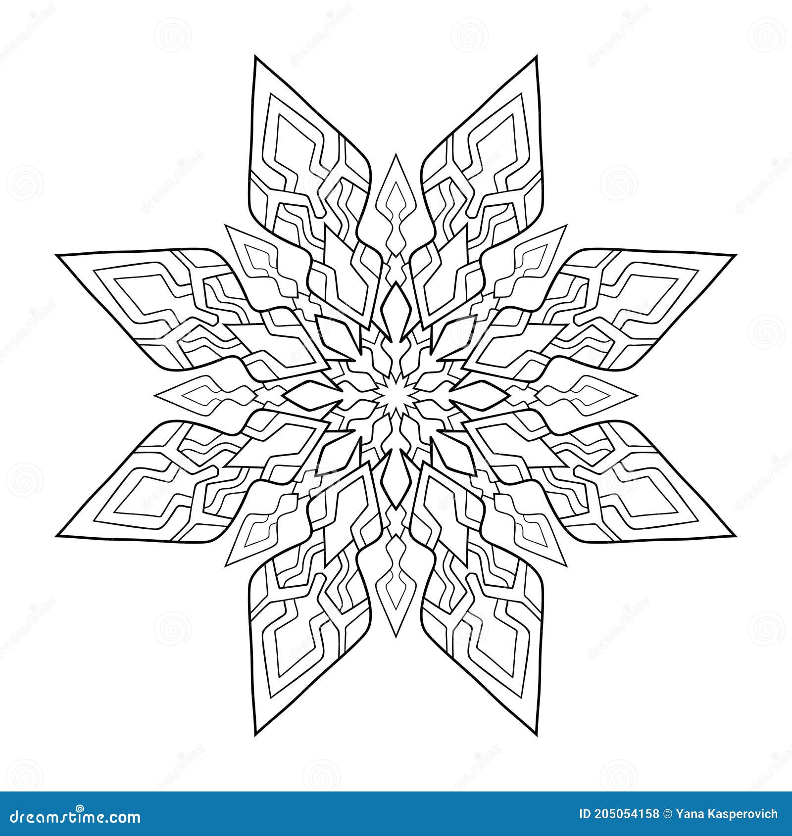 Winter mandala with geometric patterns on white isolated background stock vector