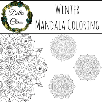 Winter mandala coloring pages by delta class tpt