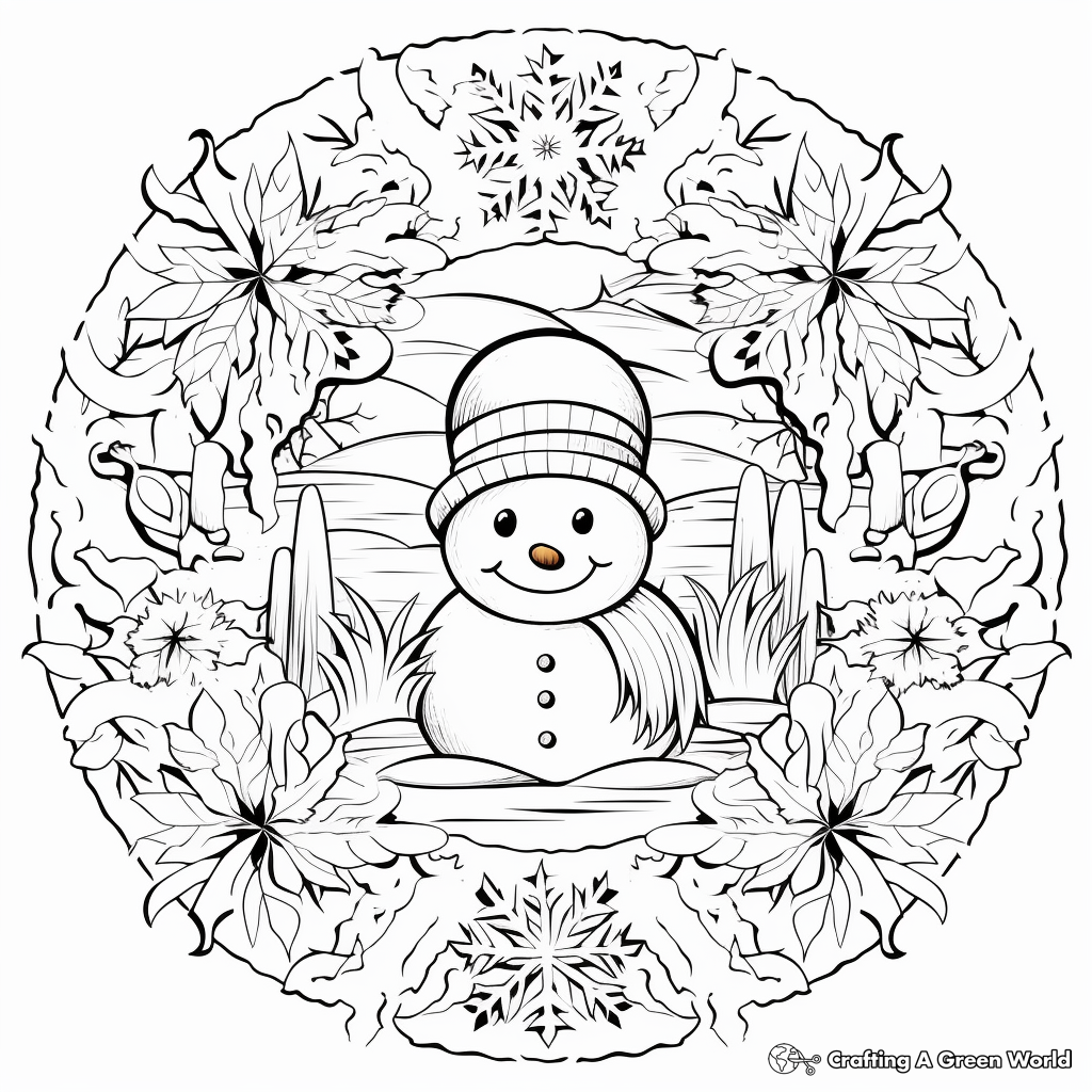 Winter mandala coloring pages