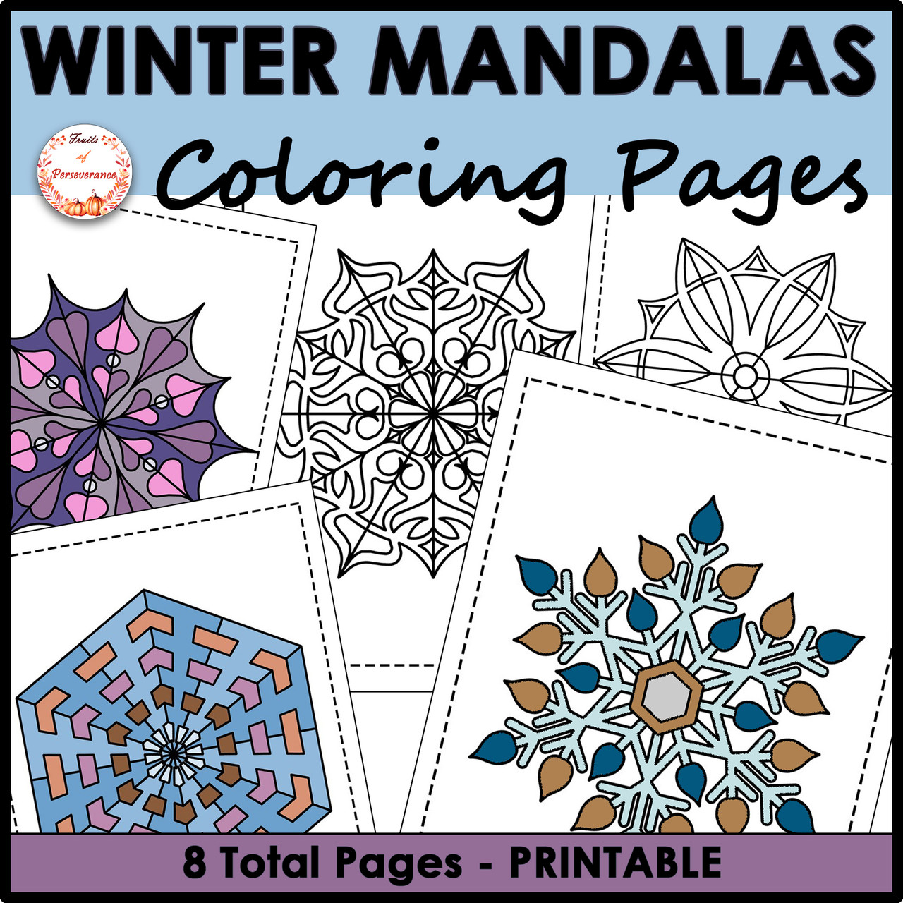 Winter snowflakes mandala coloring pages fun middle school activity