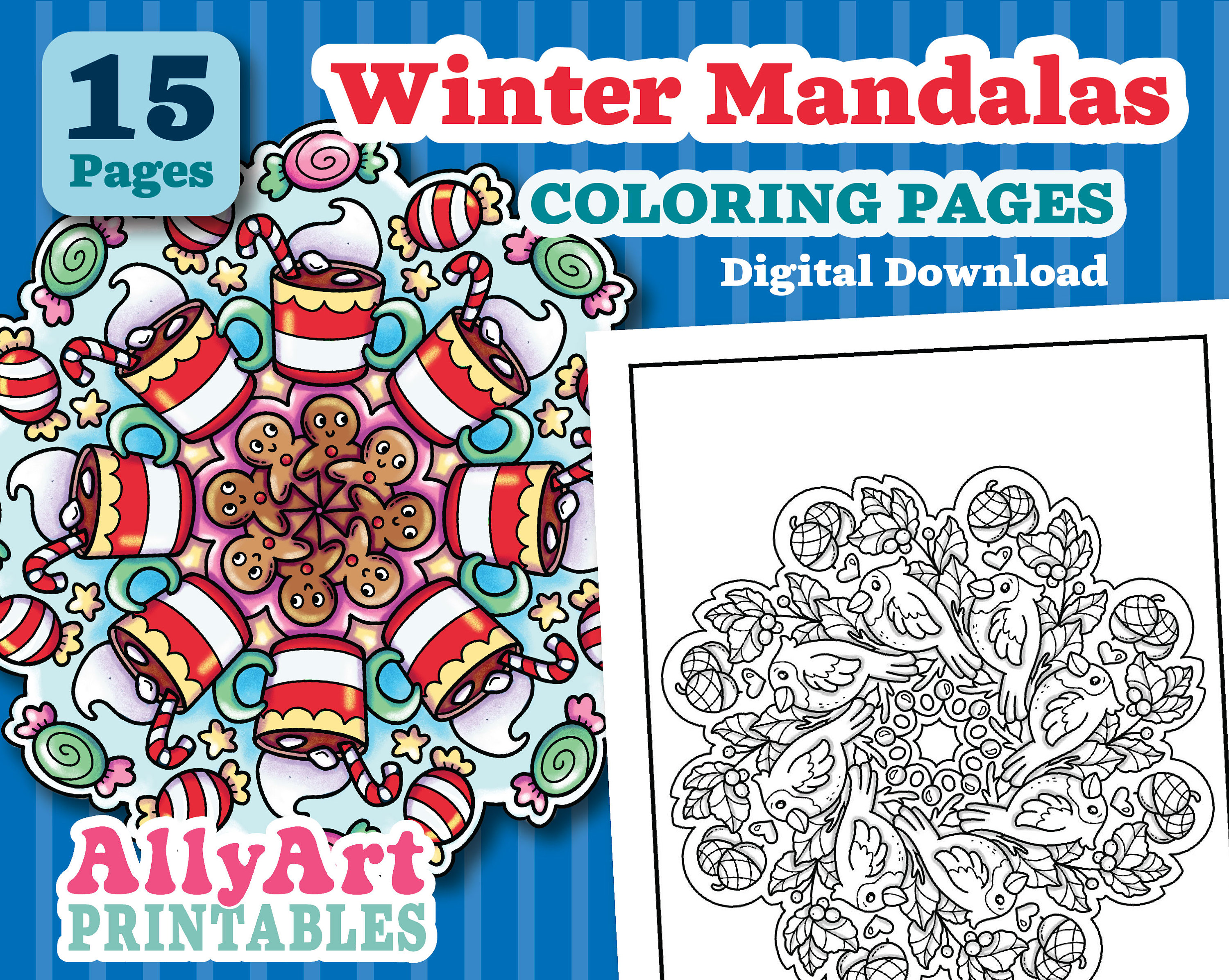 Winter mandala coloring pages coloring page download kids and adult coloring activities printable artwork