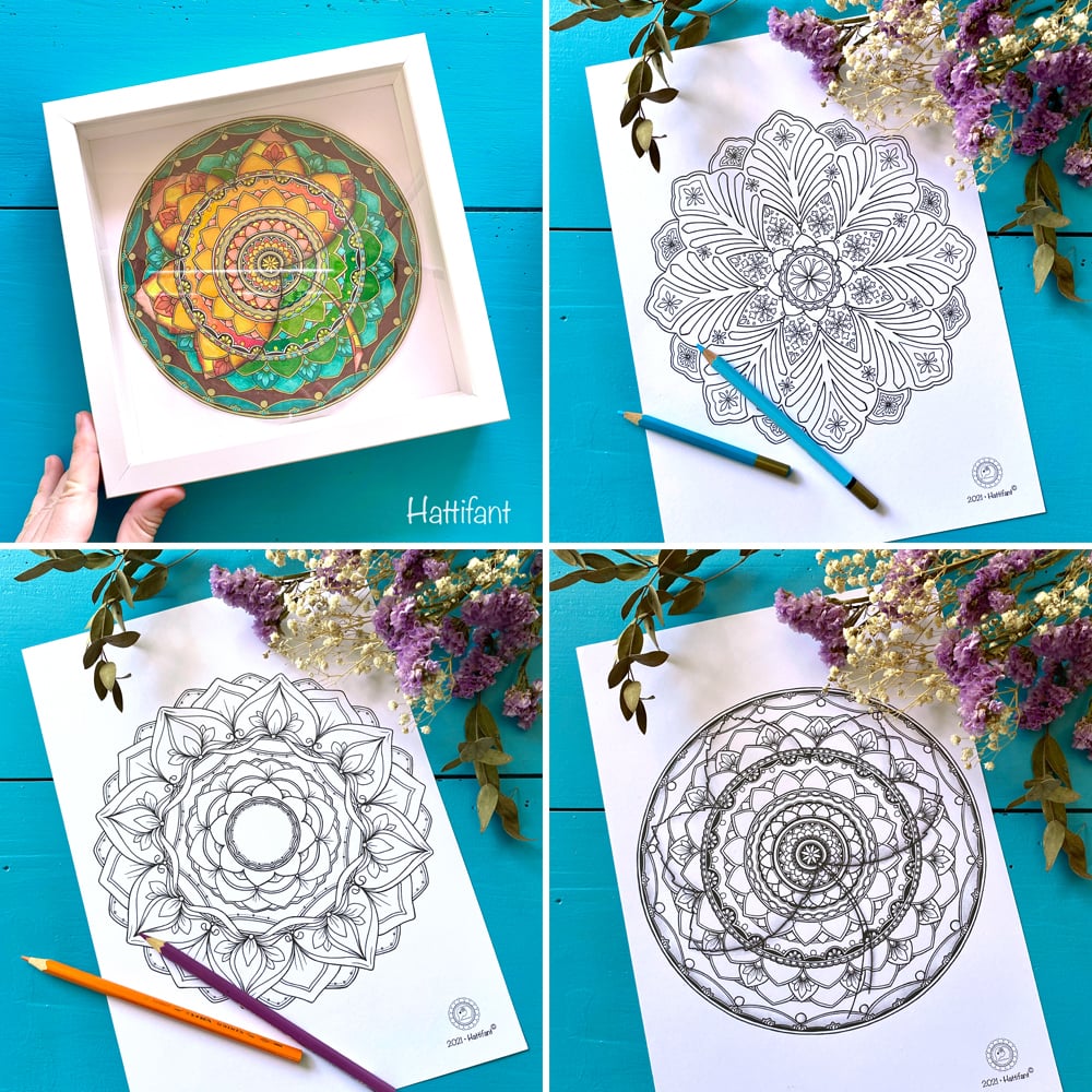 Autumn winter mandala coloring page bundle