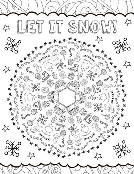 Winter mandala coloring pages by art is basic tpt